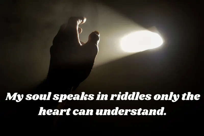 my soul speaks in riddles only the heart can understand