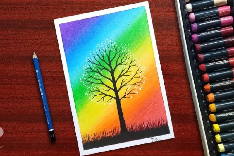 step by step guide how to create your own oil pastel colour drawing